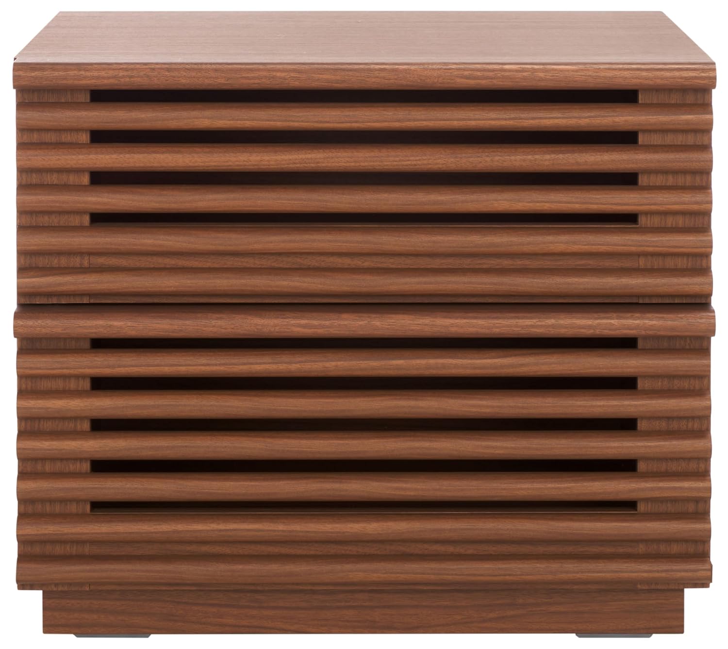 Solid Wood Nightstand 2 Drawers - Averi Koyu Ceviz Rengi, 2 Çekmeceli