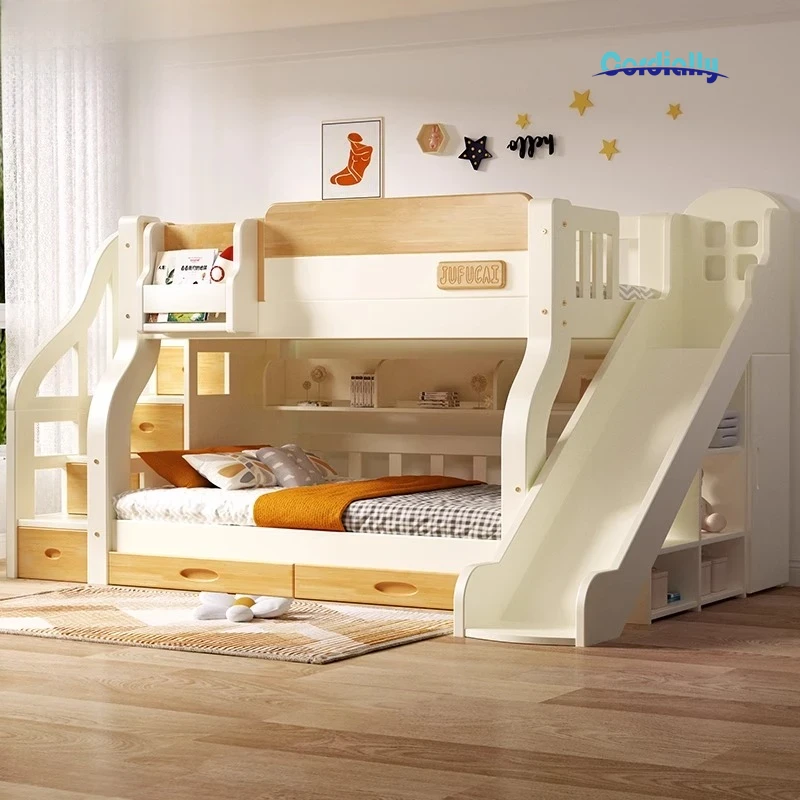 King Size Bed Frame With Storage Drawers - Merdivenli, Çift Kişilik, Yüksek Yatak, Kral