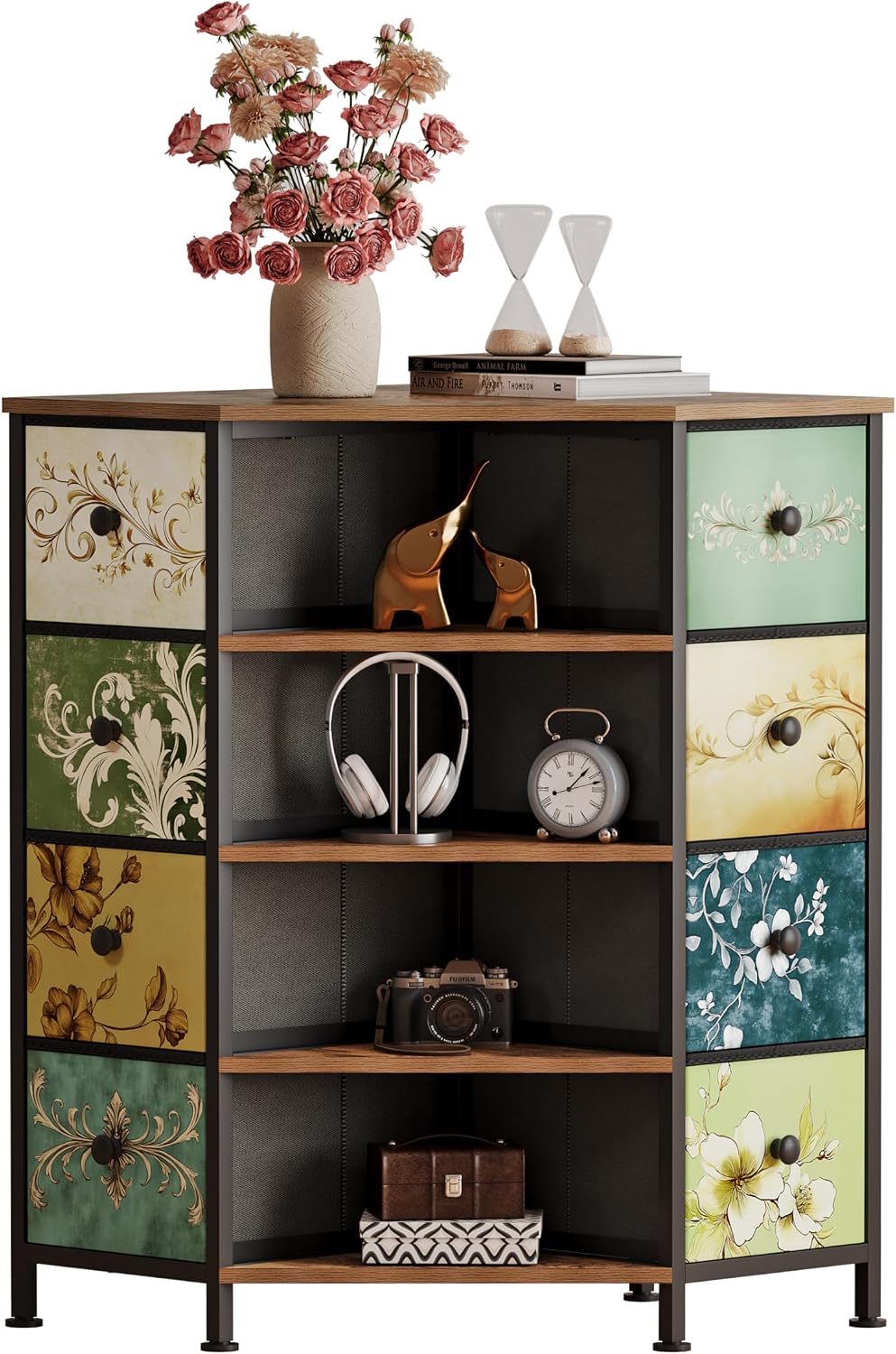 Bedroom Furniture - 8 Çekmeceli Köşe Dolabı, Kumaş Çekmeceli