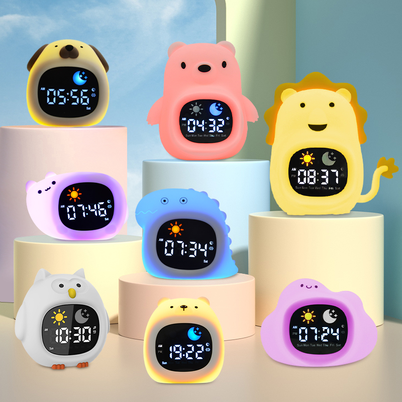 Floating Nightstand With Led Light - Gece Lambası Saat Kedi Bebek Uyku