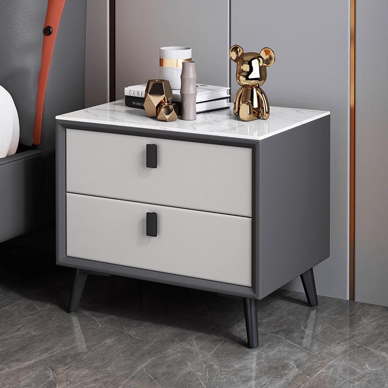 Solid Wood Nightstand 2 Drawers - İskandinav Tarzı Masif Ahşap Komodin, Sinterlenmiş