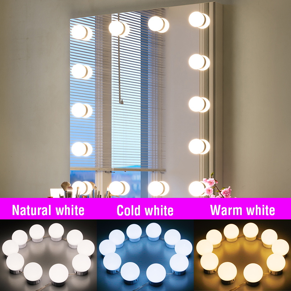 Dressing Table Vanity With Lighted Mirror - USB LED Makyaj Aynası Işıkları Tuvalet