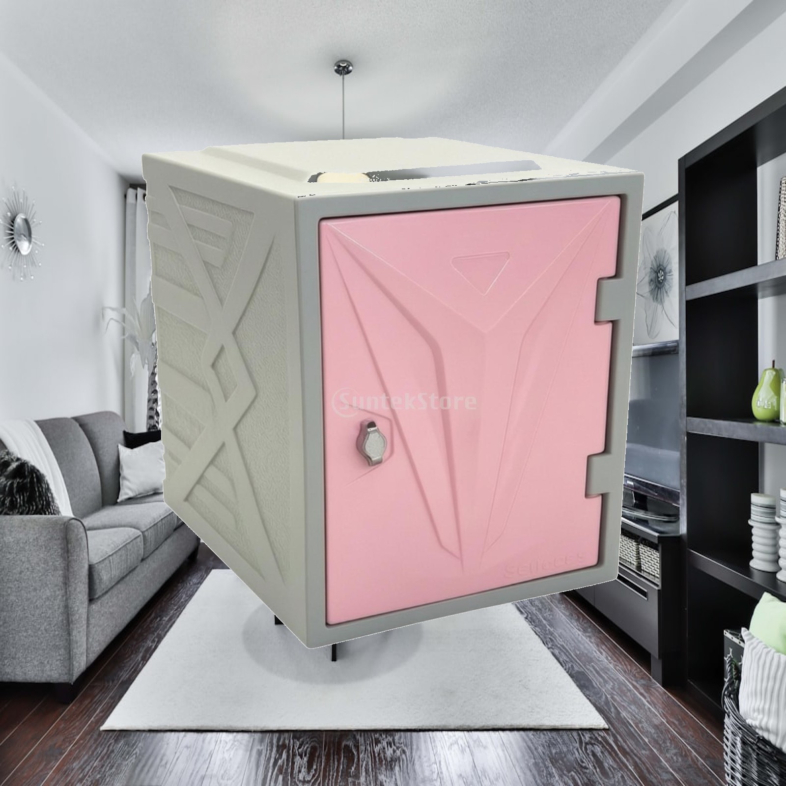 Bedroom Furniture - Geometrik Depolama Dolabı Kilitlenebilir Kapılı Kompakt