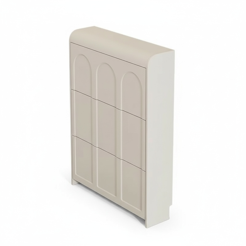 Shoe Rack Cabinet Narrow Entryway - Ayakkabı Dolabı, Modern Krem Rengi Ahşap