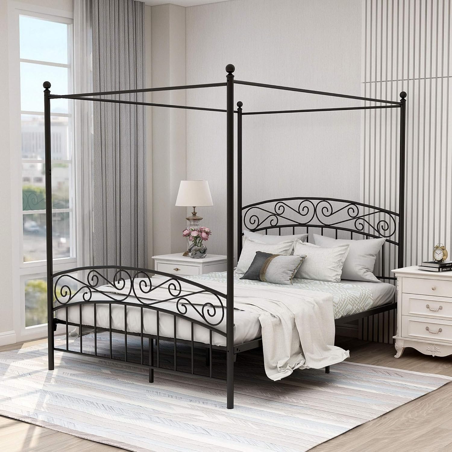 Kraliçe Boy Metal Çerçeveli Ka - Canopy Bed Frame Metal Queen incelemesi ve fiyatı
