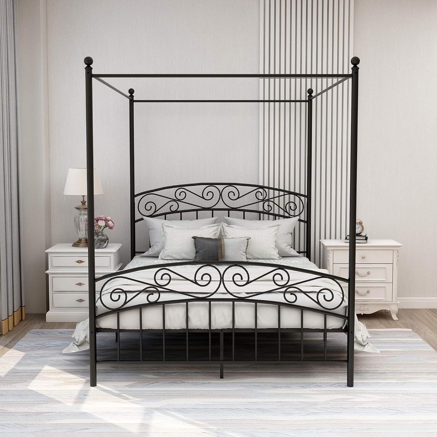 Kraliçe Boy Metal Çerçeveli Ka - Canopy Bed Frame Metal Queen incelemesi ve fiyatı