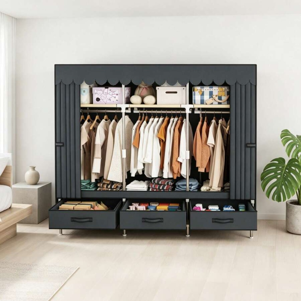 16 mm Kalınlığında Çelik Çerçe - Wardrobe Closet Portable Fabric Cover incelemesi ve fiyatı