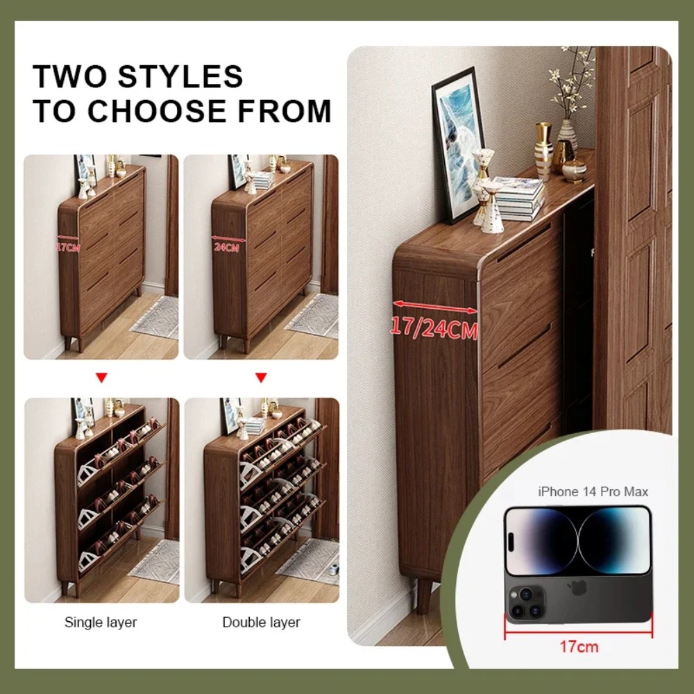 İnce Kapaklı Ayakkabılık, Rust - Shoe Rack Cabinet Narrow Entryway incelemesi ve fiyatı