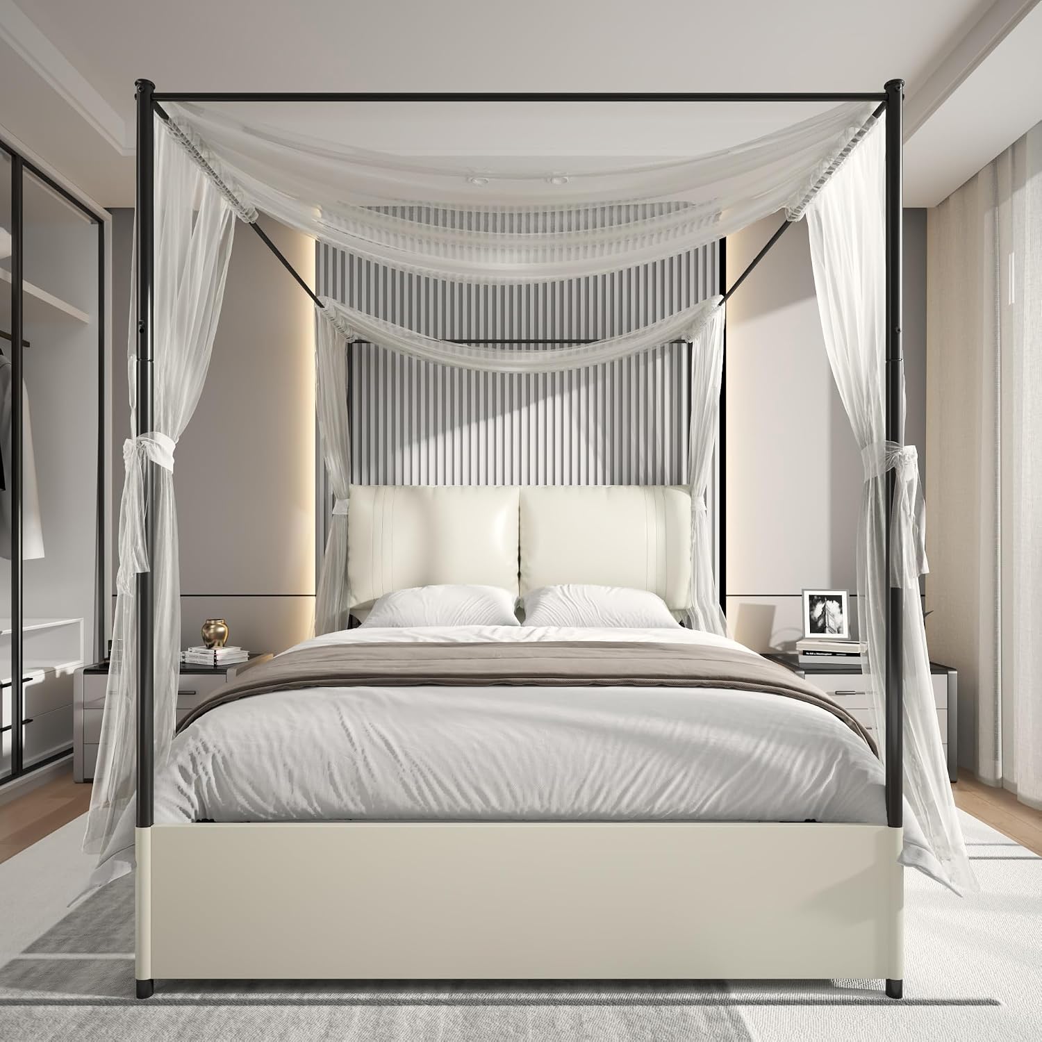 Kraliçe Boy Yatak Çerçevesi, D - Canopy Bed Frame Metal Queen incelemesi ve fiyatı