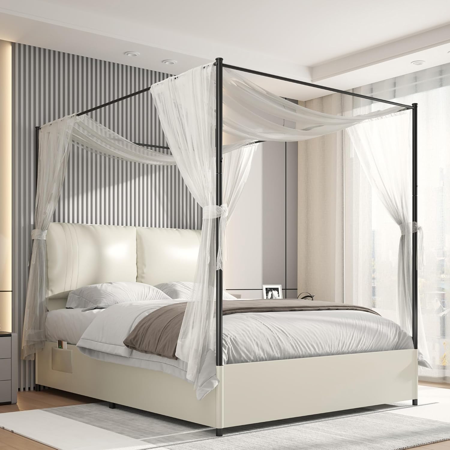 Kraliçe Boy Yatak Çerçevesi, D - Canopy Bed Frame Metal Queen incelemesi ve fiyatı