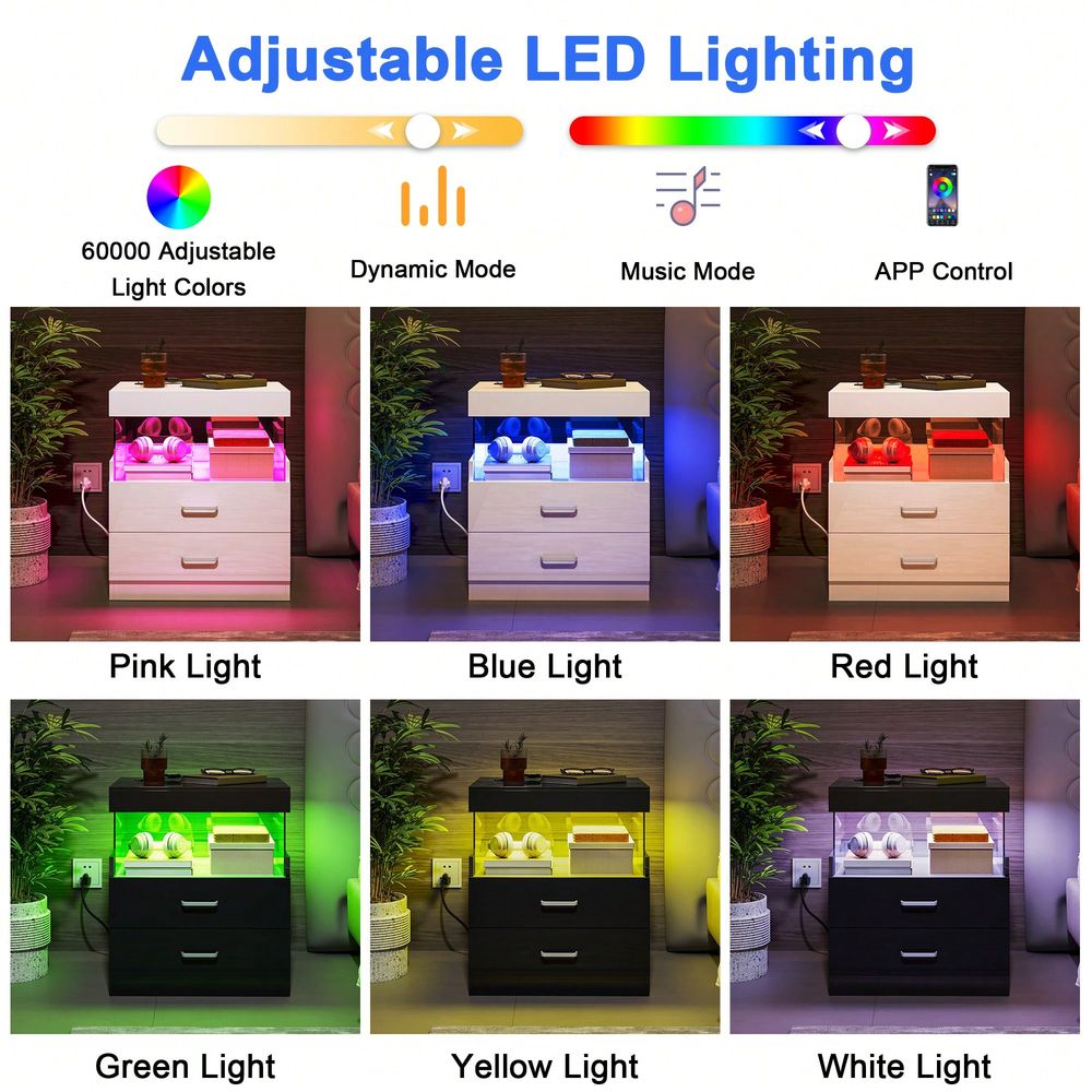 Şarj İstasyonlu Siyah LED Sehp - Floating Nightstand With Led Light incelemesi ve fiyatı