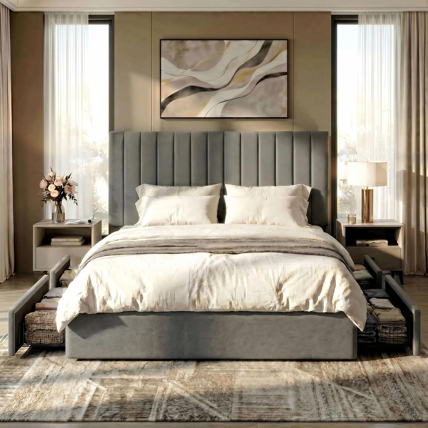 4 Adet Büyük Boy Çekmeceli, Öz - King Size Bed Frame With Storage Drawers incelemesi ve fiyatı