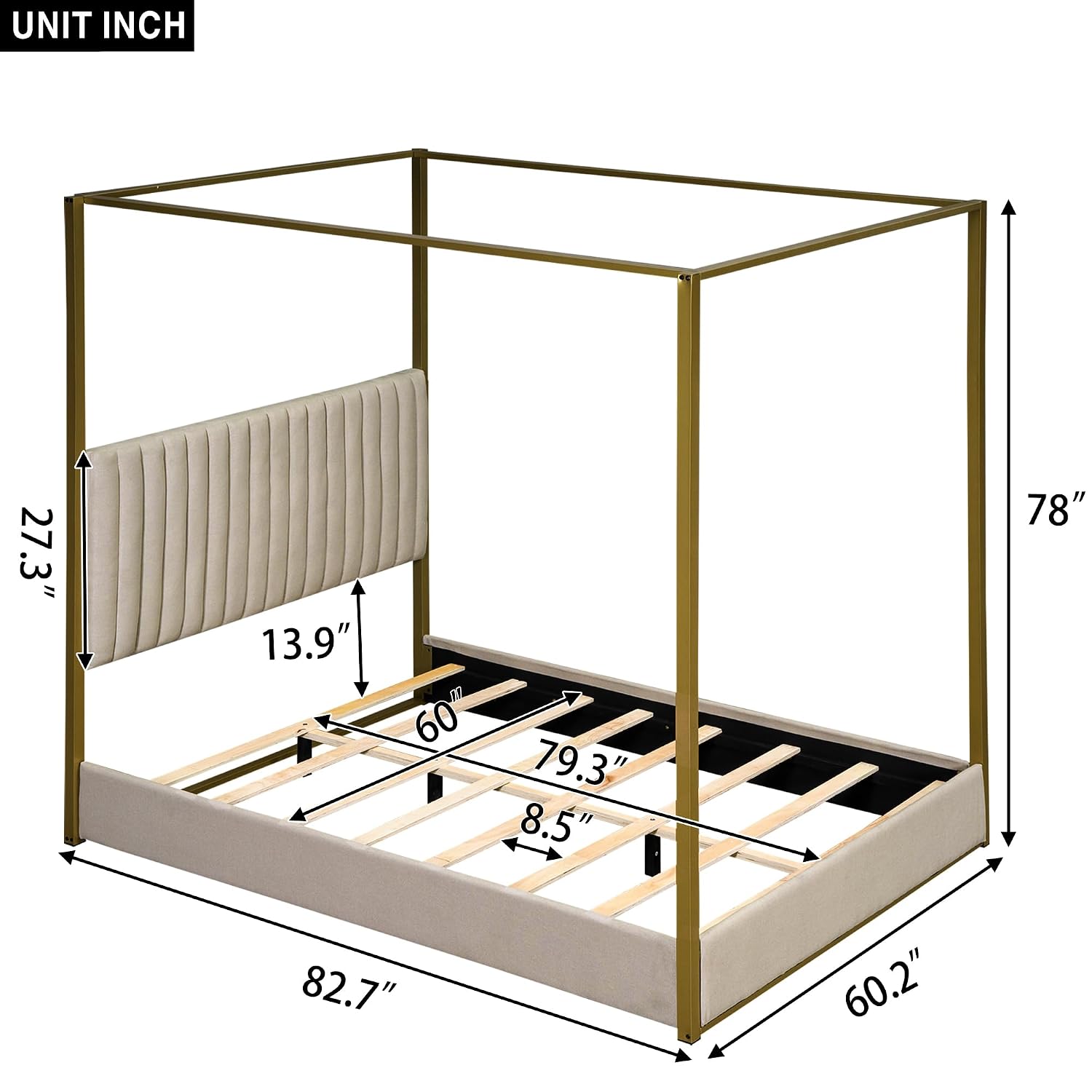 Modern 4-Poster Kanopi Yatak,  - Canopy Bed Frame Metal Queen incelemesi ve fiyatı