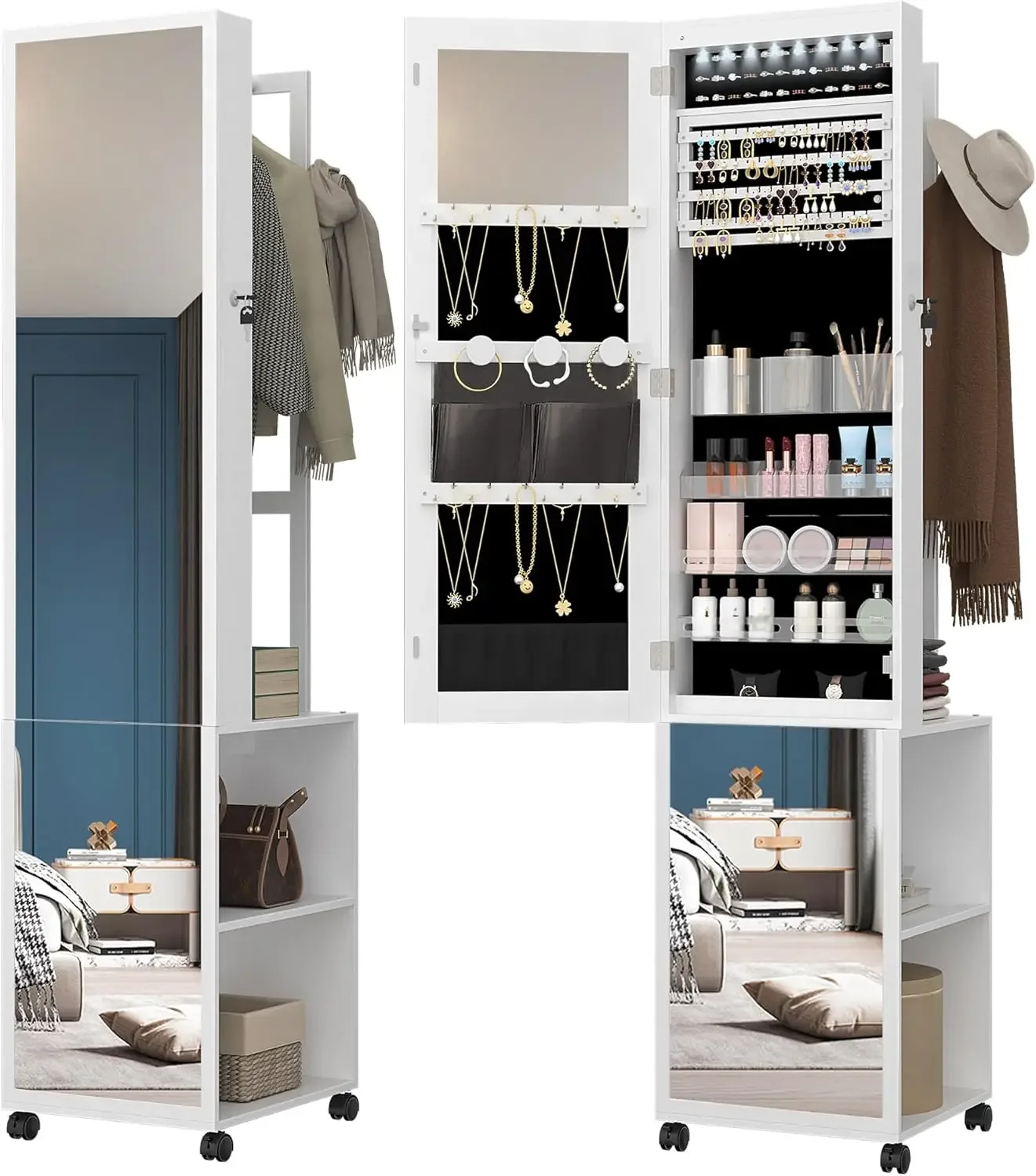 8 LED'li Mücevher Dolabı, 66,9 - Full Length Mirror Jewelry Armoire incelemesi ve fiyatı