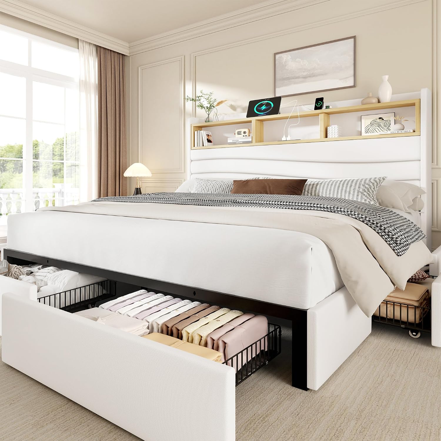 6 Çekmeceli King Size Karyola, - King Size Bed Frame With Storage Drawers incelemesi ve fiyatı