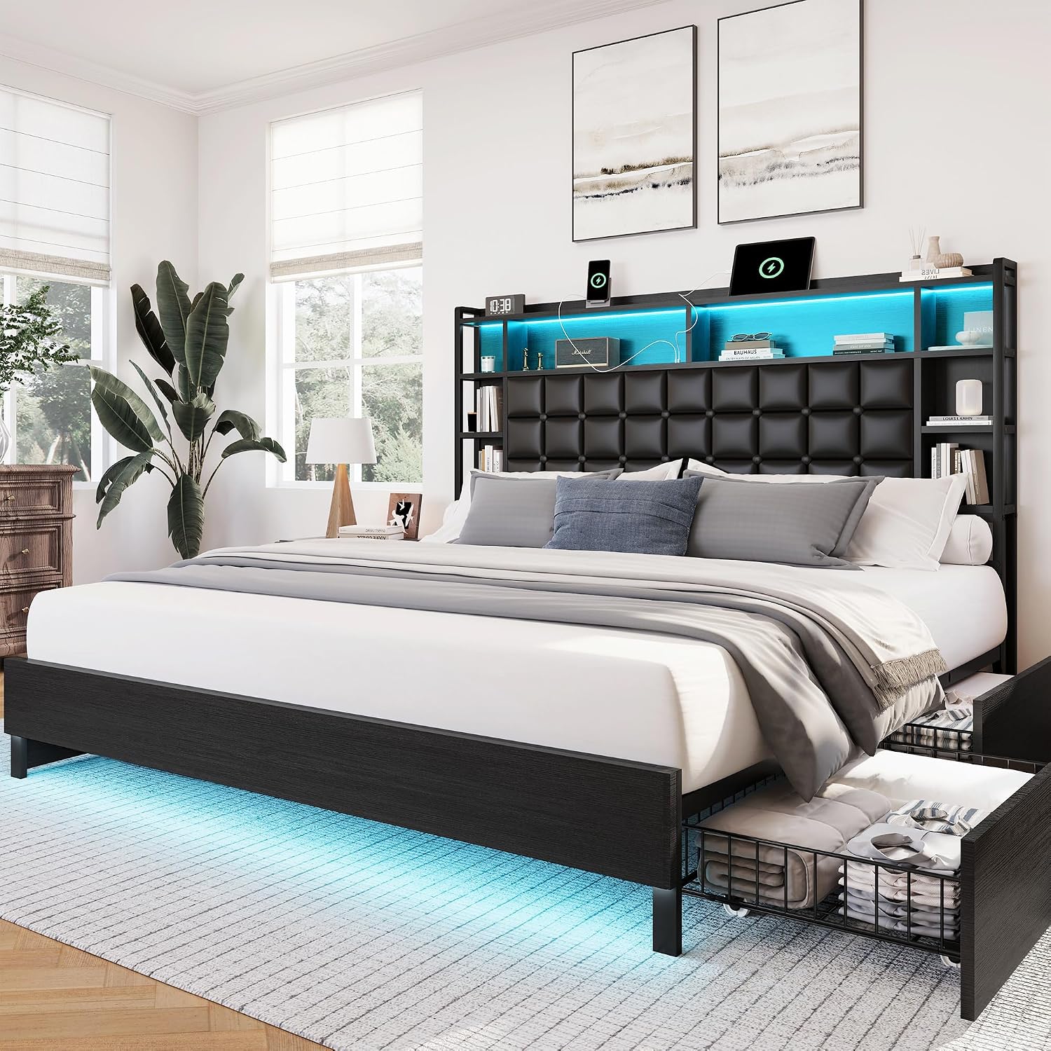 King Size Ahşap Yatak Çerçeves - King Size Bed Frame With Storage Drawers incelemesi ve fiyatı