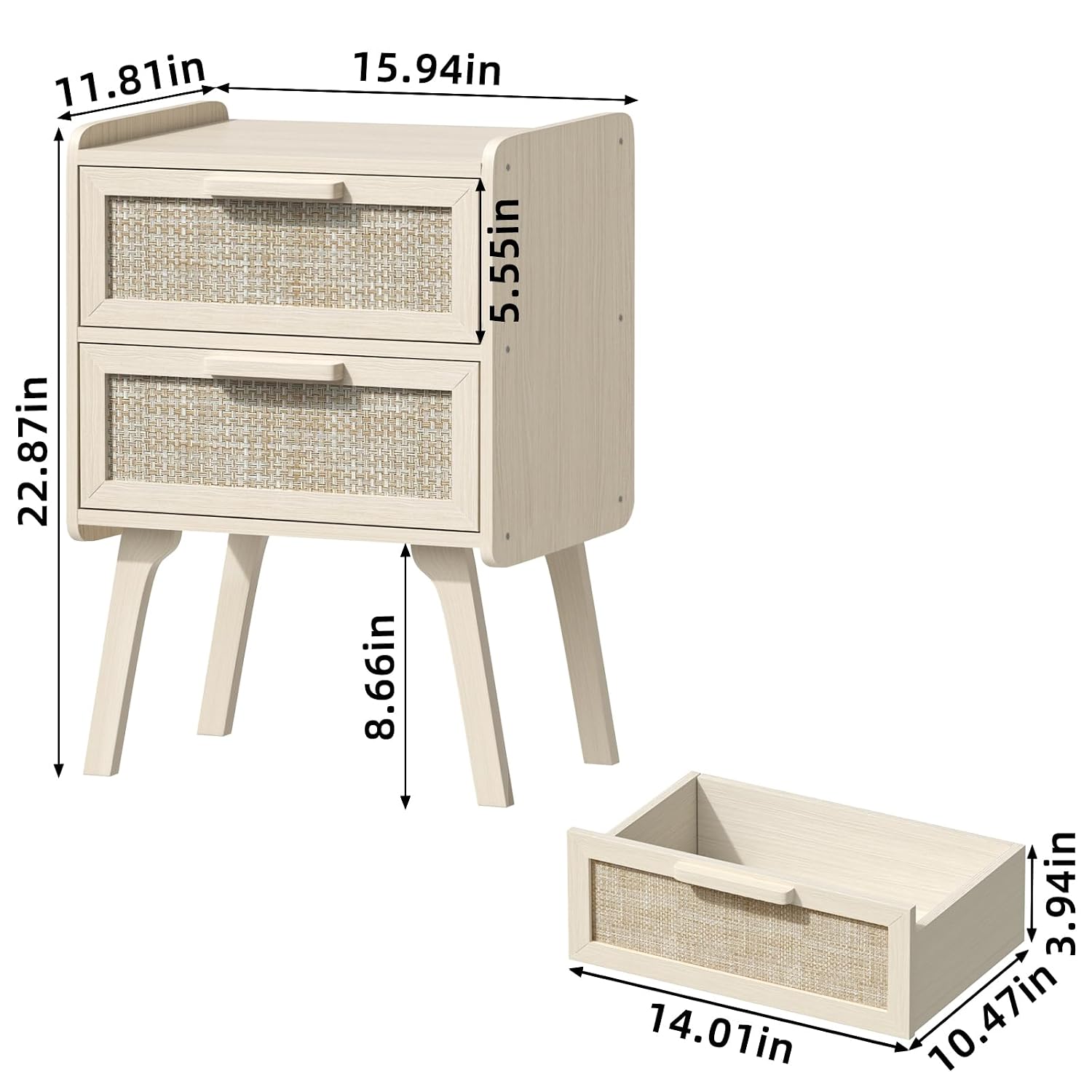 2'li Rattan Komodin Seti, 2 Çe - Solid Wood Nightstand 2 Drawers incelemesi ve fiyatı