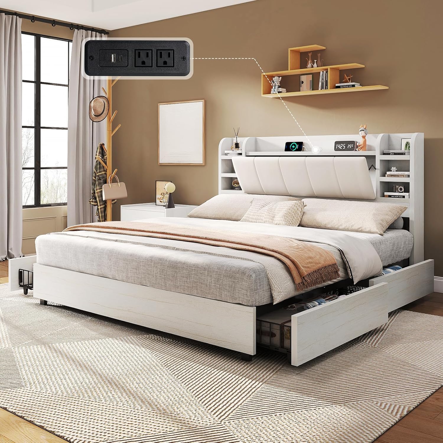 King Size Döşemeli Platform Ya - King Size Bed Frame With Storage Drawers incelemesi ve fiyatı
