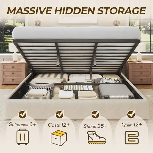 King Boyutlu Kaldırılabilir De - Gas Lift Storage Bed Hydraulic incelemesi ve fiyatı