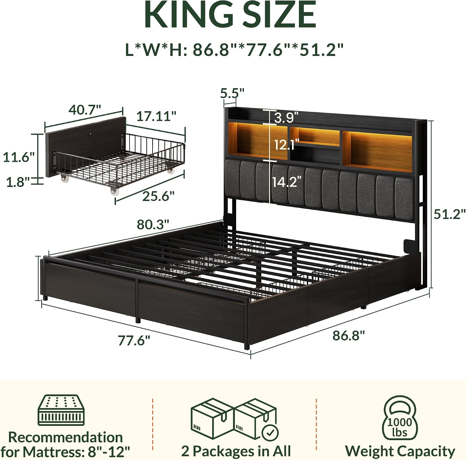6 Çekmeceli Kral Boy Yatak Çer - King Size Bed Frame With Storage Drawers incelemesi ve fiyatı