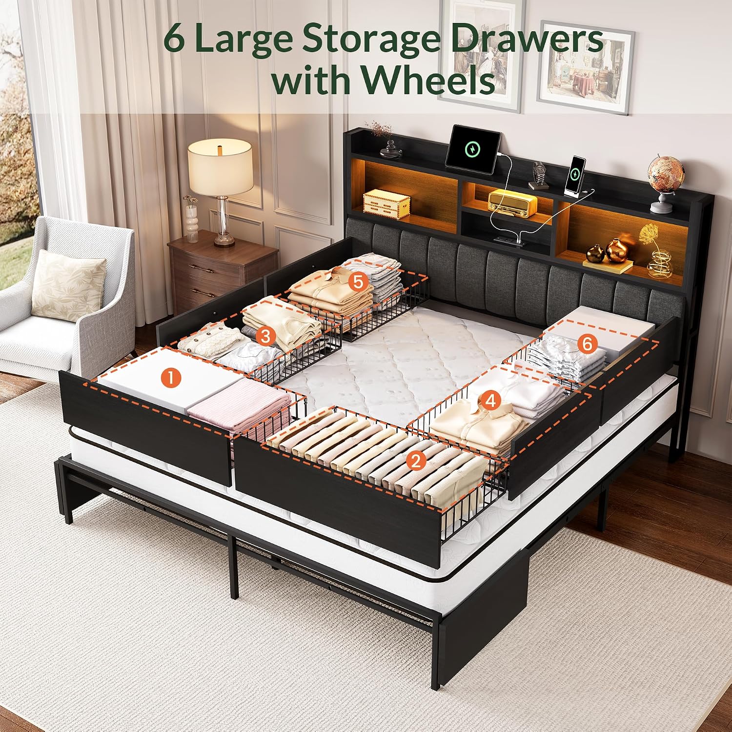 6 Çekmeceli Kral Boy Yatak Çer - King Size Bed Frame With Storage Drawers incelemesi ve fiyatı