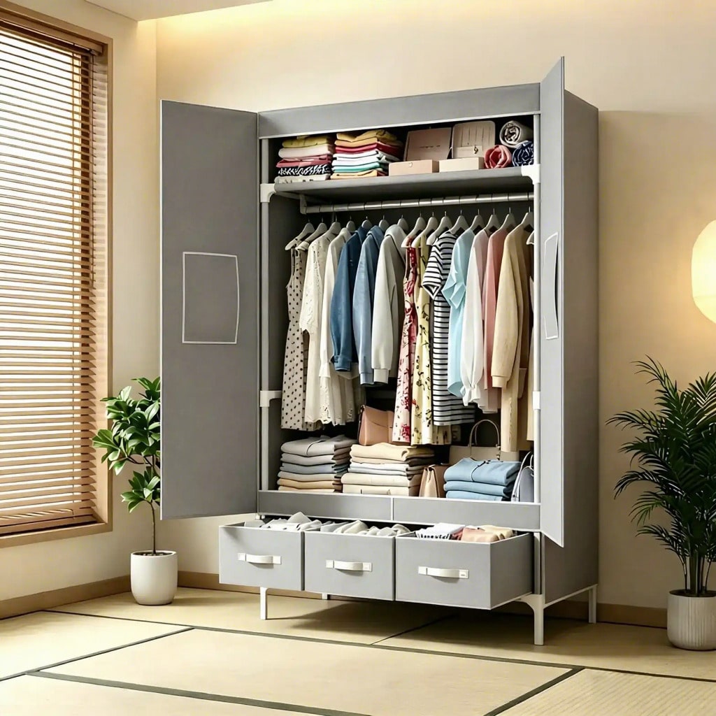 Portatif Dolap, 57.48 İnç Boyu - Wardrobe Closet Portable Fabric Cover incelemesi ve fiyatı