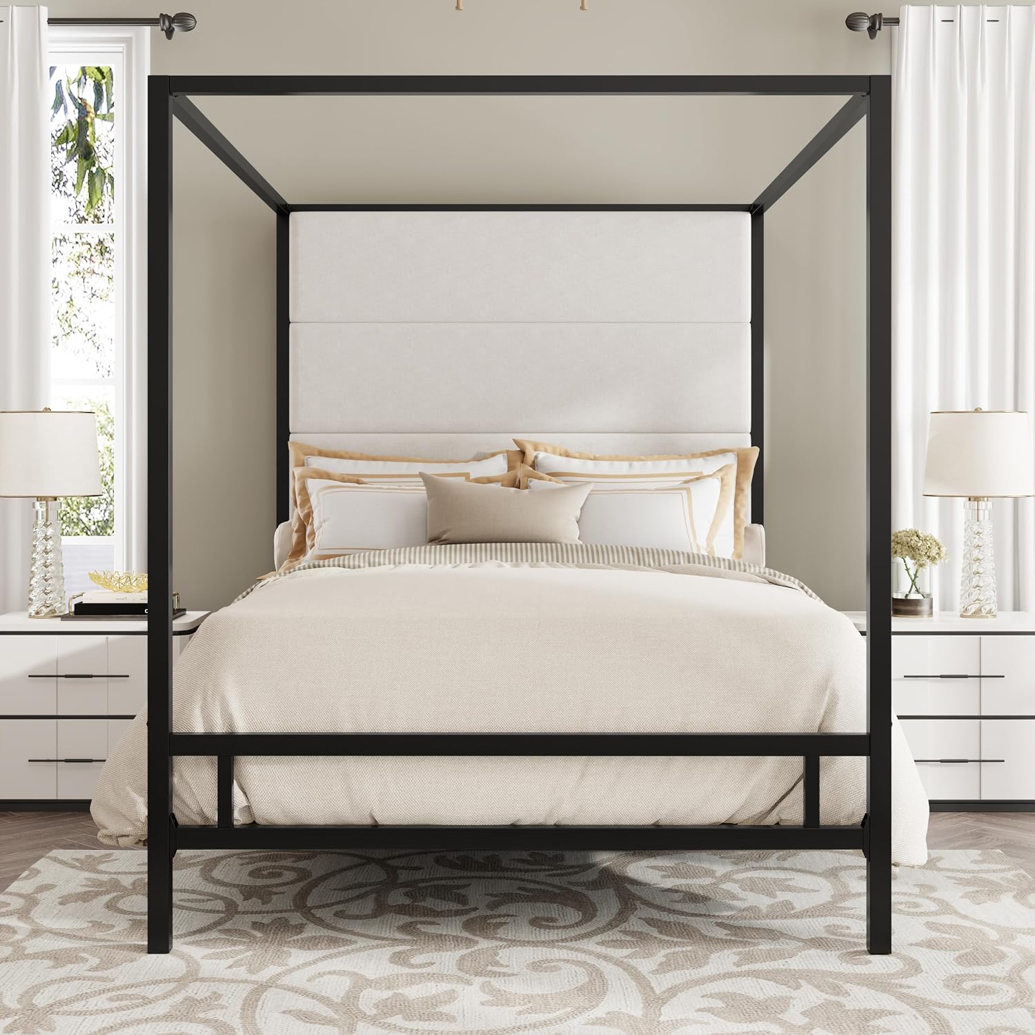 Kraliçe Boy Yatak Çerçevesi Me - Canopy Bed Frame Metal Queen incelemesi ve fiyatı