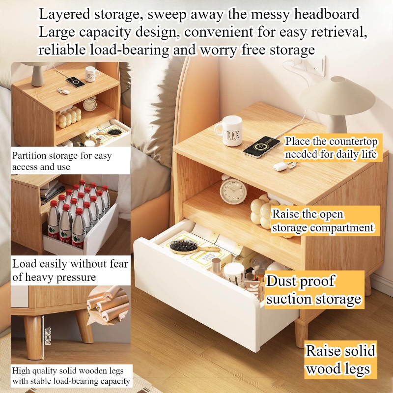Beyaz komodin Çekmeceli yatak  - Solid Wood Nightstand 2 Drawers incelemesi ve fiyatı