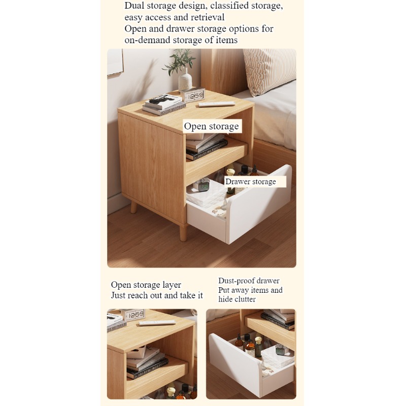 Beyaz komodin Çekmeceli yatak  - Solid Wood Nightstand 2 Drawers incelemesi ve fiyatı