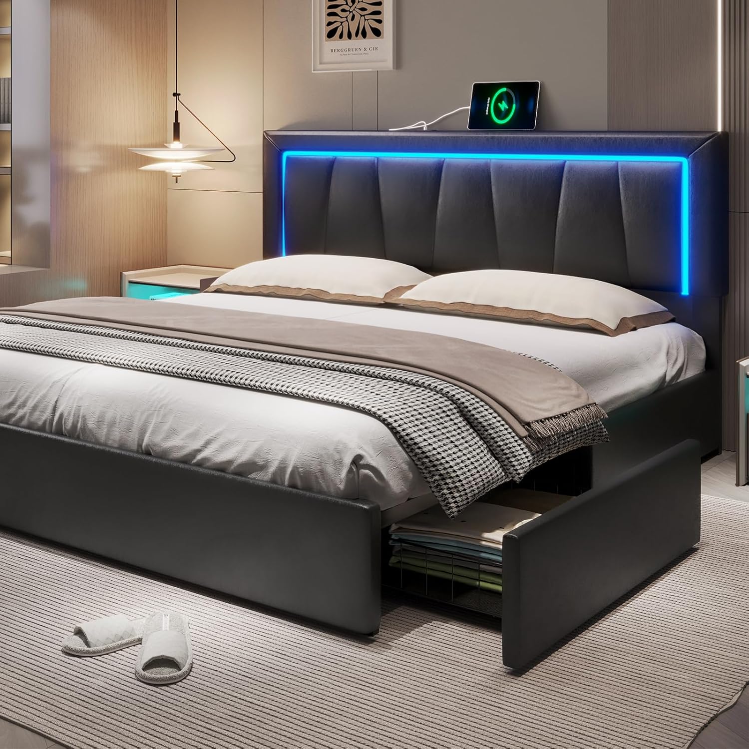 Kaliforniya King Yatak Çerçeve - King Size Bed Frame With Storage Drawers incelemesi ve fiyatı