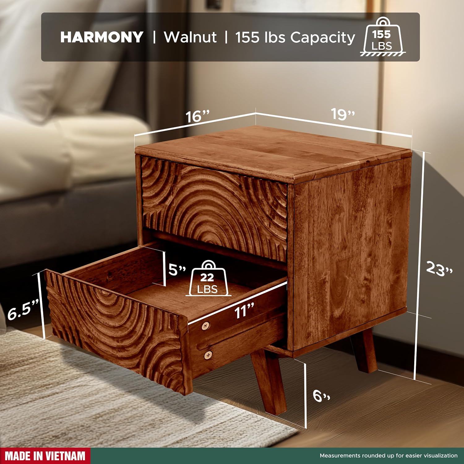 Akasya Masif Ahşap 2 Çekmeceli - Solid Wood Nightstand 2 Drawers incelemesi ve fiyatı