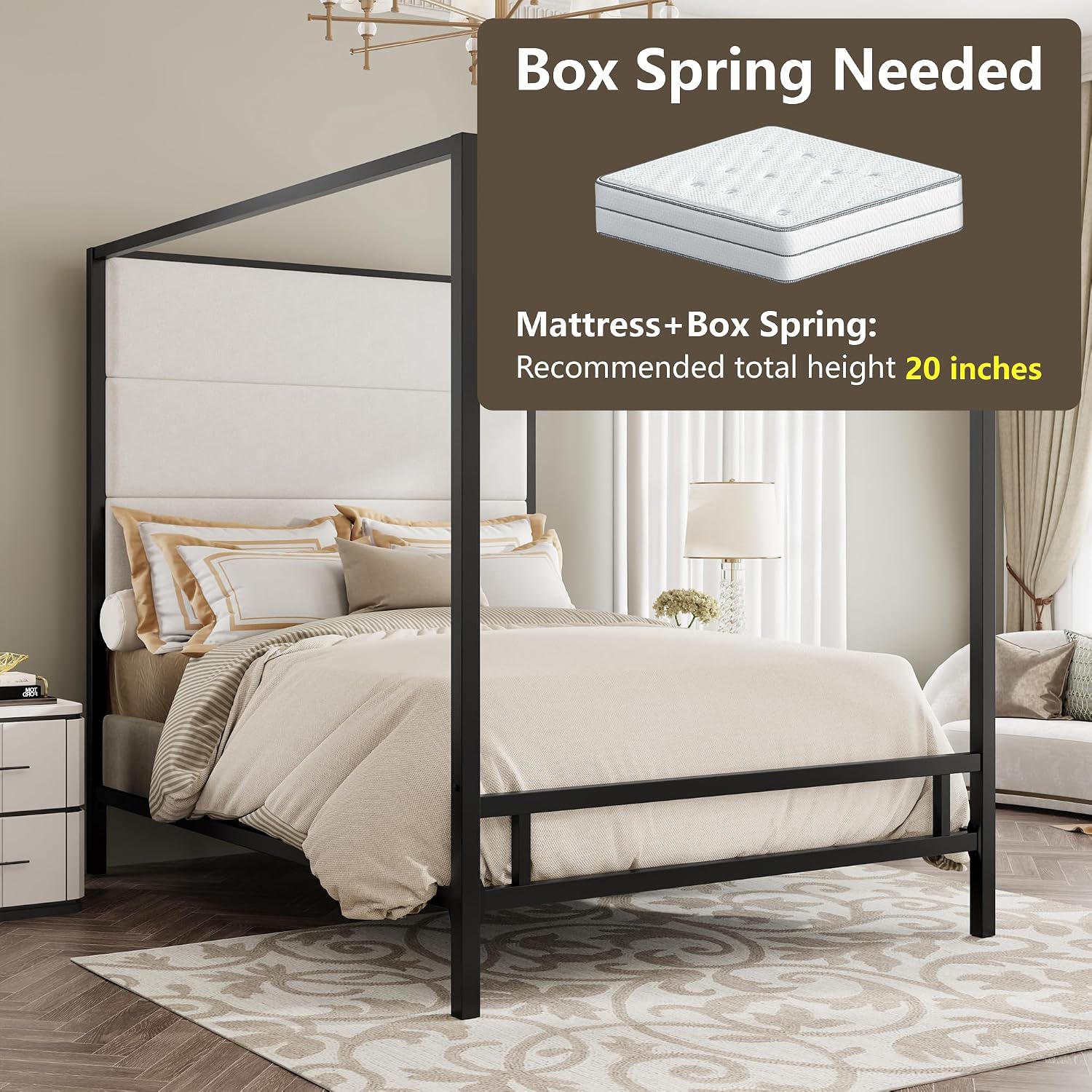 Kraliçe Boyu Gölgelikli Yatak, - Canopy Bed Frame Metal Queen incelemesi ve fiyatı