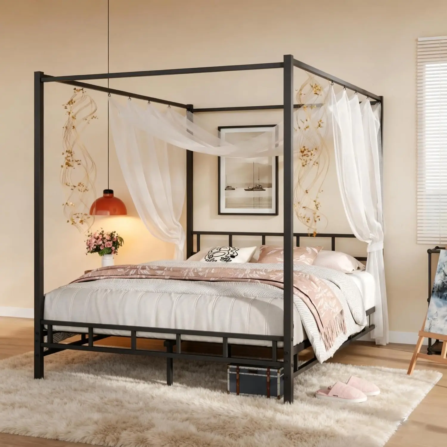 Metal Çerçeveli Karyola, Krali - Canopy Bed Frame Metal Queen incelemesi ve fiyatı