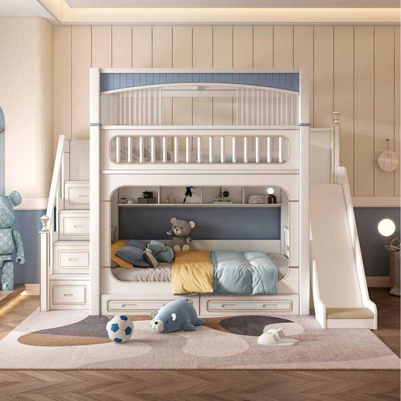 Modern Ev Beyaz Erkek Kız Çocu - Bunk Bed With Stairs And Slide incelemesi ve fiyatı