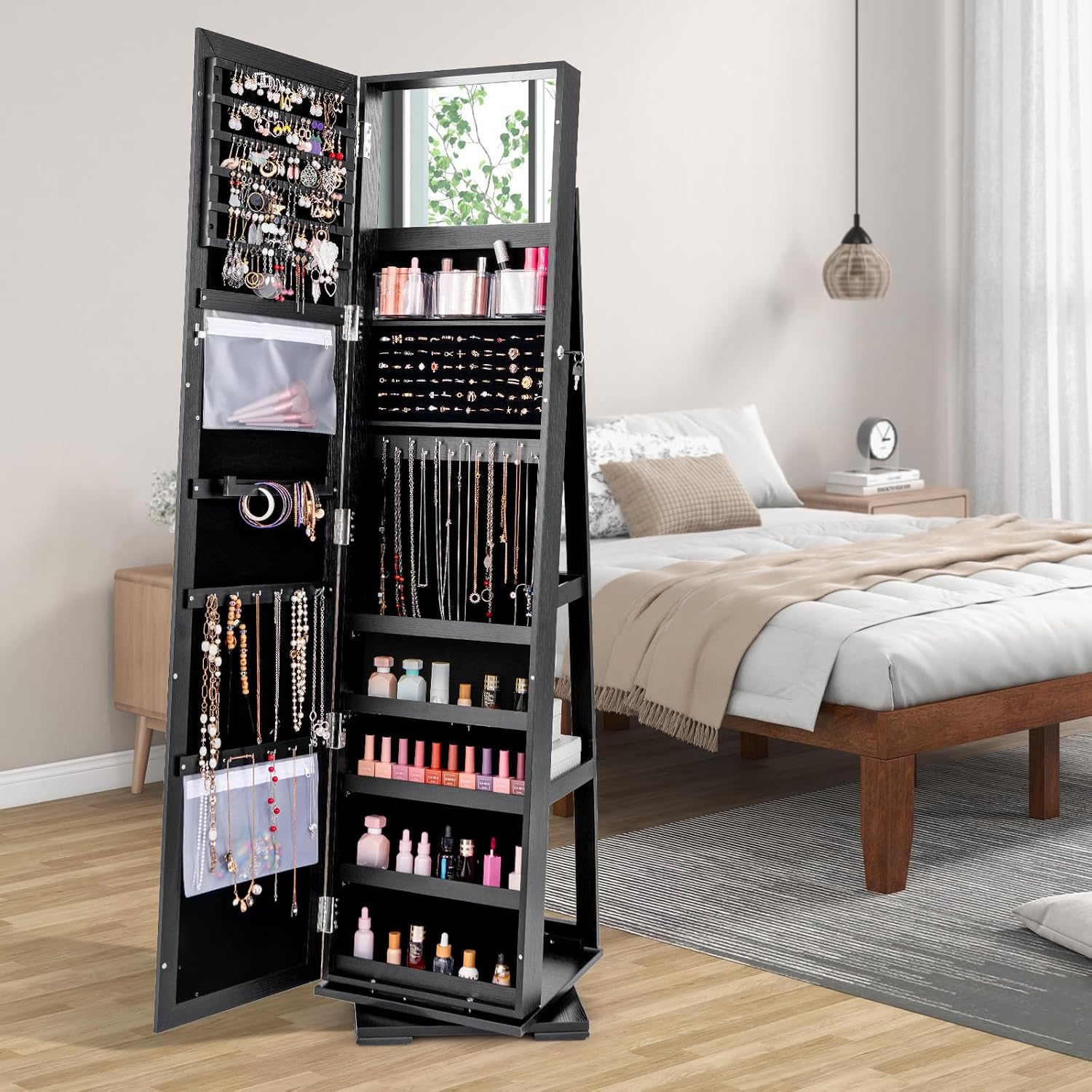 Siyah Ayaklı Kilitlenebilir 36 - Full Length Mirror Jewelry Armoire incelemesi ve fiyatı