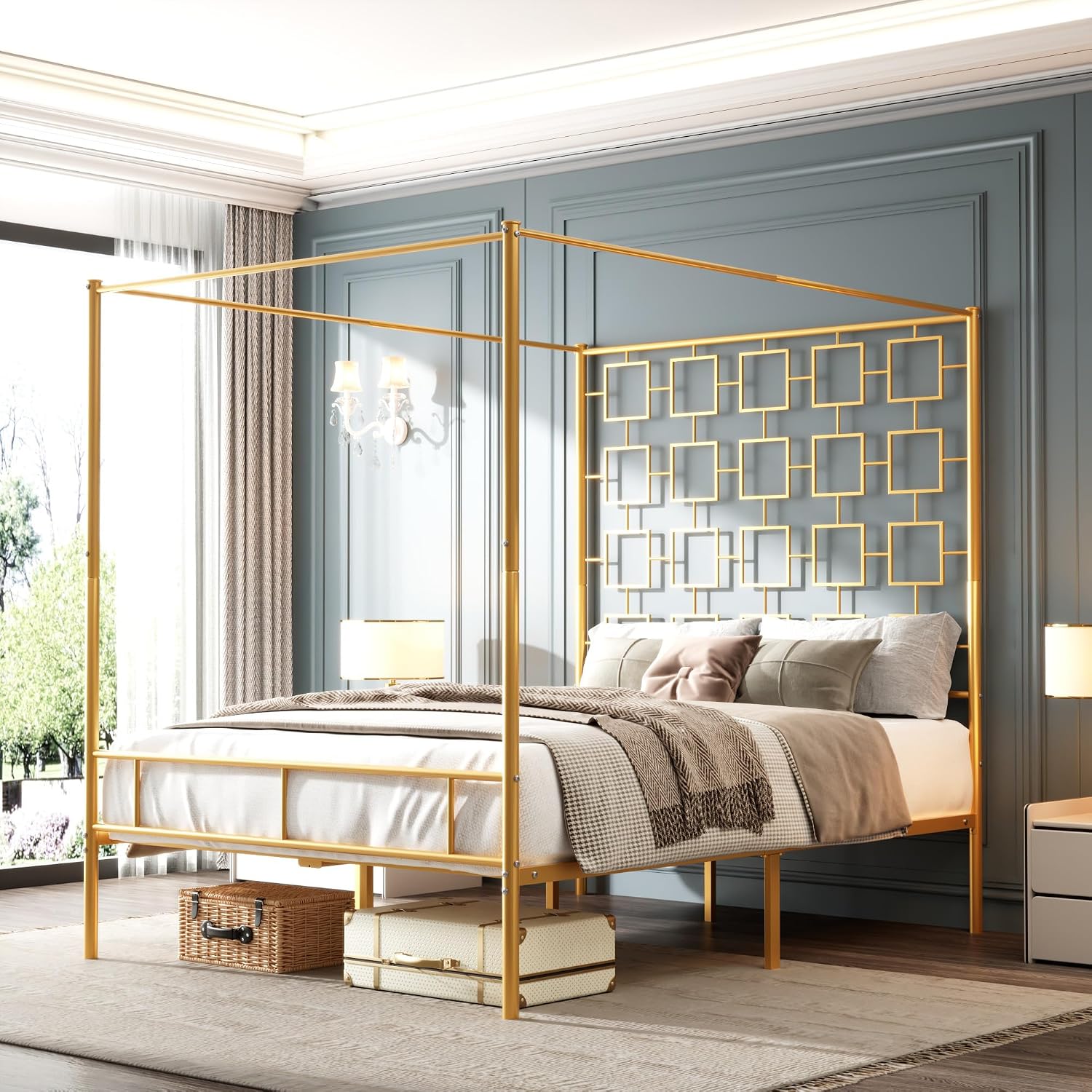 Kraliçe Boy Çift Kişilik Metal - Canopy Bed Frame Metal Queen incelemesi ve fiyatı