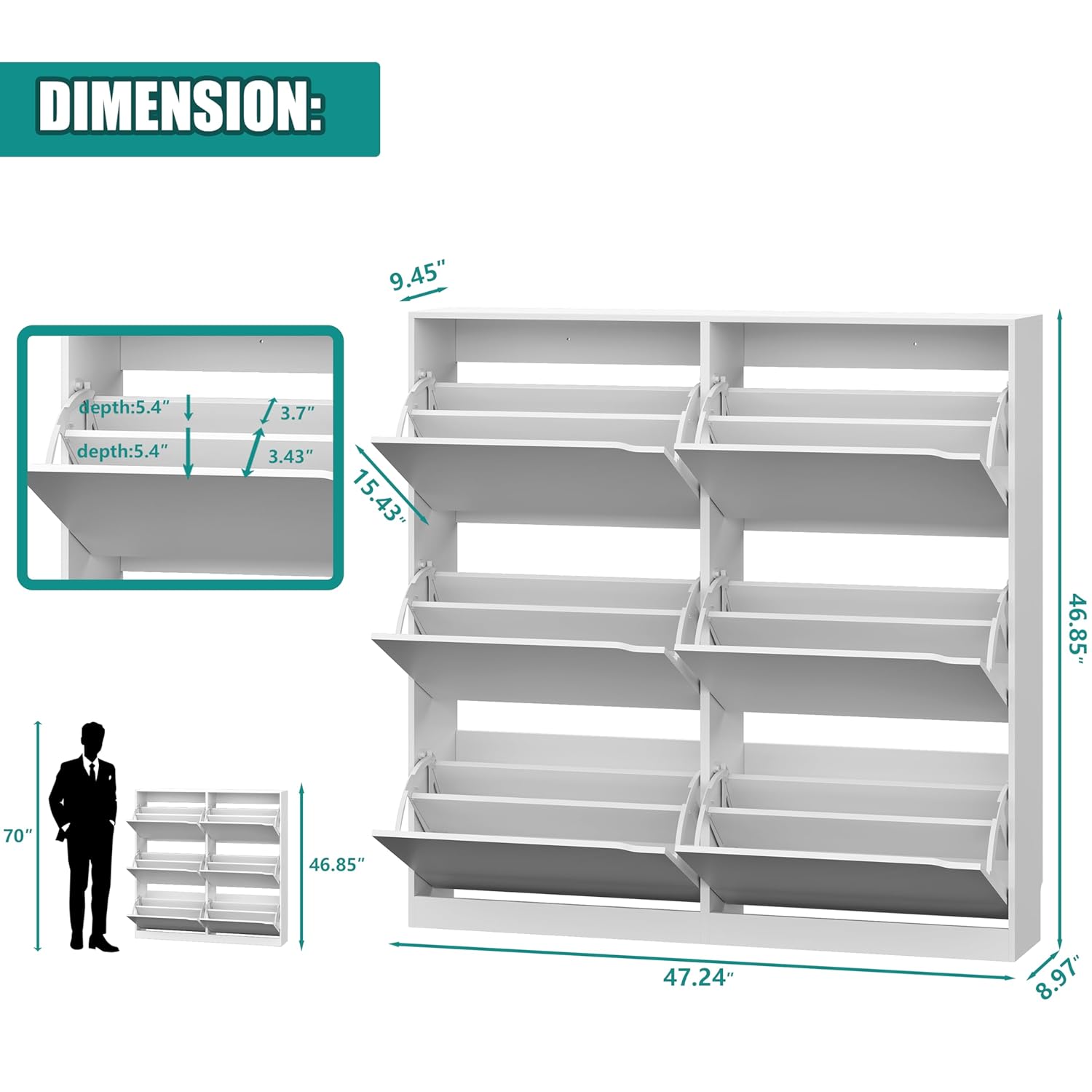 Giriş Alanı İçin 6 Çekmeceli,  - Shoe Rack Cabinet Narrow Entryway incelemesi ve fiyatı