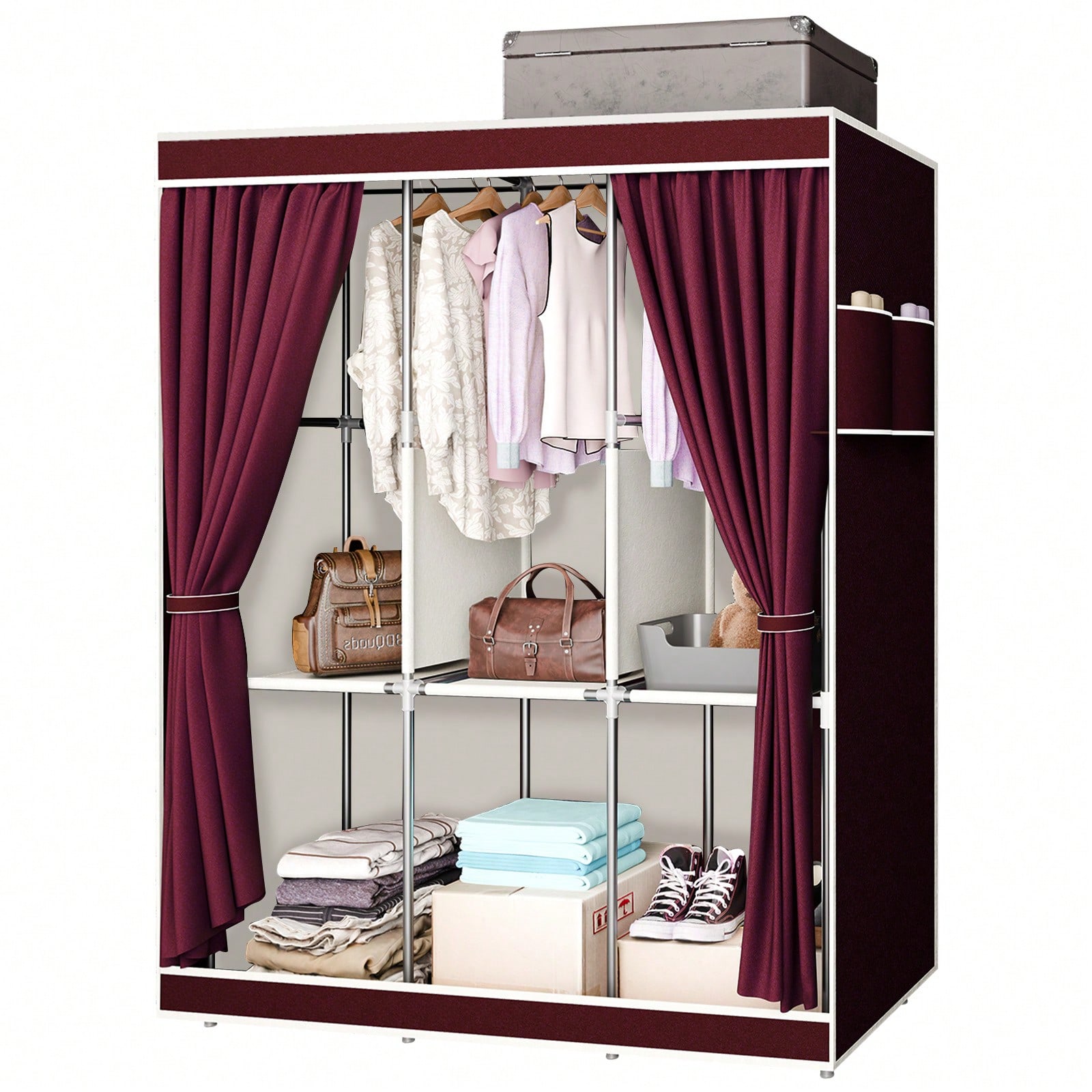 65 inçlik Raflı ve Askı Çubukl - Wardrobe Closet Portable Fabric Cover incelemesi ve fiyatı