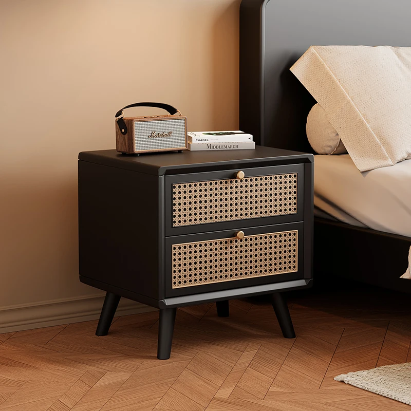 Dokuma Rattan Çekmeceli Masif  - Solid Wood Nightstand 2 Drawers incelemesi ve fiyatı