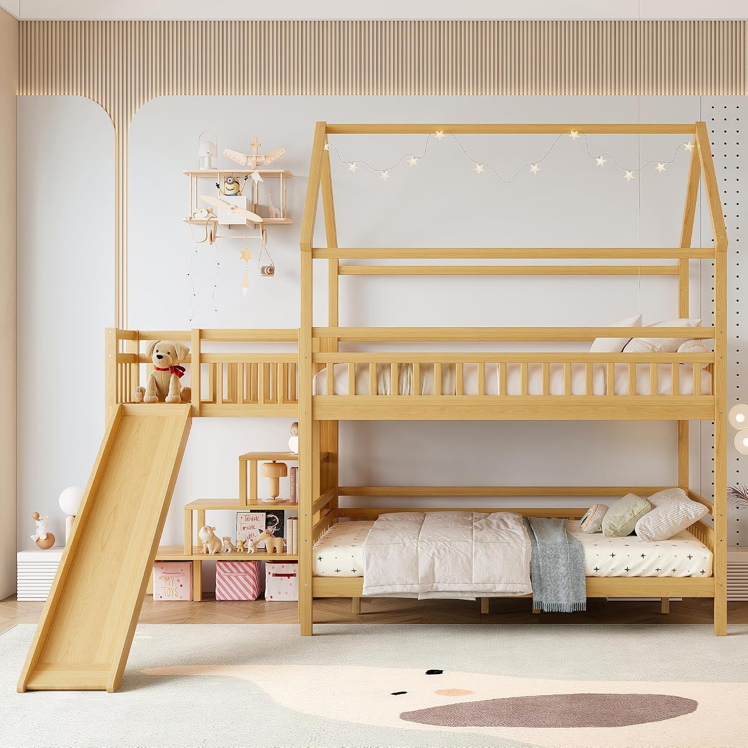 Oyun Evi Tasarımlı Çatılı Tam  - Bunk Bed With Stairs And Slide incelemesi ve fiyatı
