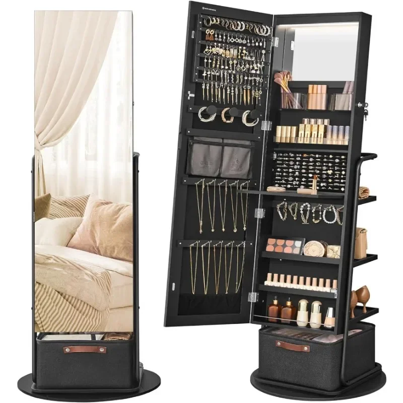 360 °   Işıklı Döner Aynalı Mü - Full Length Mirror Jewelry Armoire incelemesi ve fiyatı